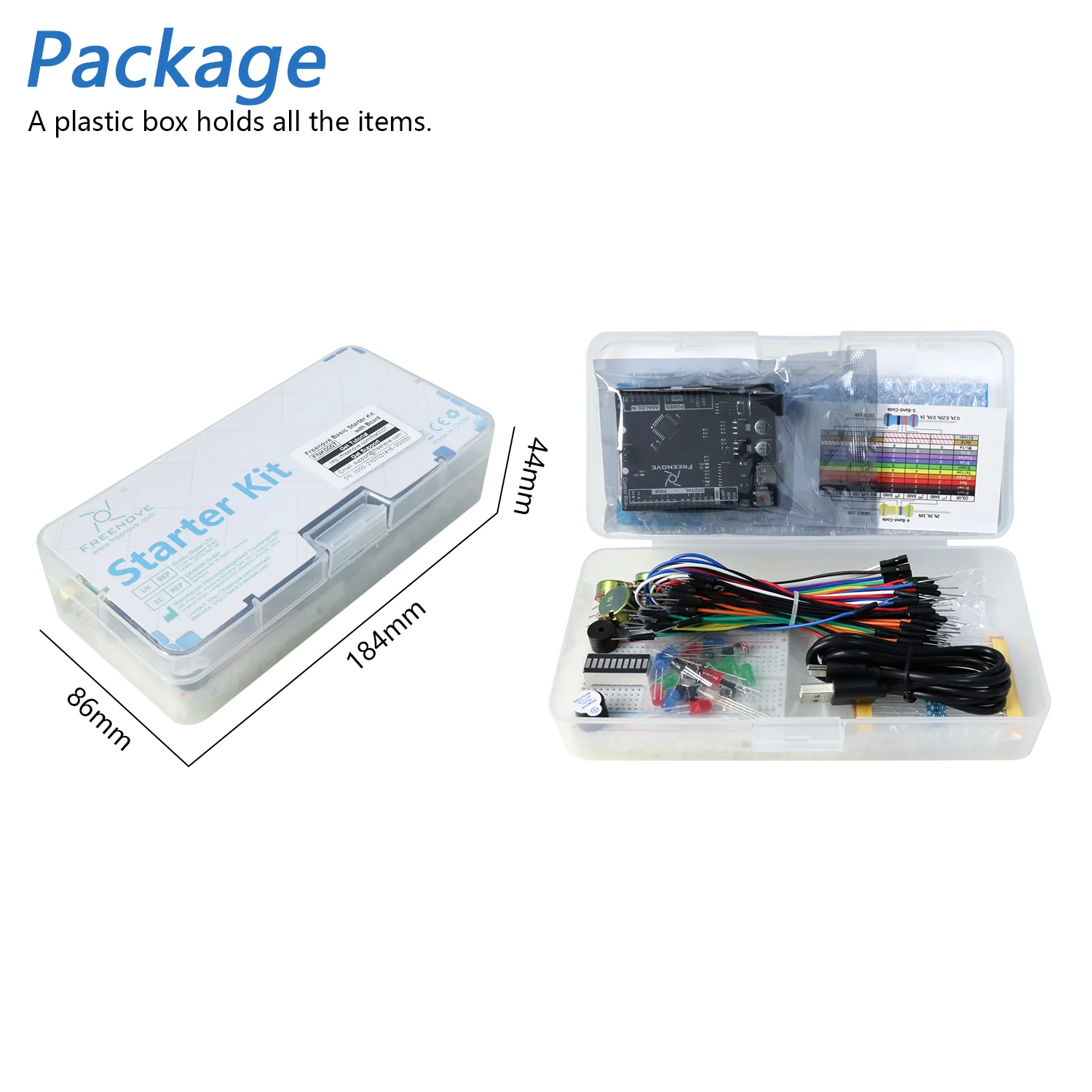 Freenove Basic Starter Kit (Compatible with Arduino UNO R3), 96-Page Detailed Tutorial, 151 Items, 19 Projects - Image 7