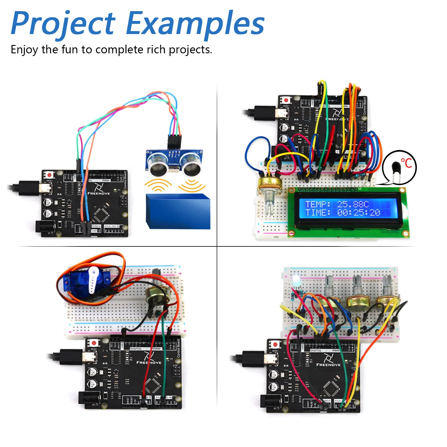 Freenove Ultrasonic Starter Kit (Compatible with Arduino UNO R3), 153-Page Detailed Tutorial, 158 Items, 26 Projects - Image 4