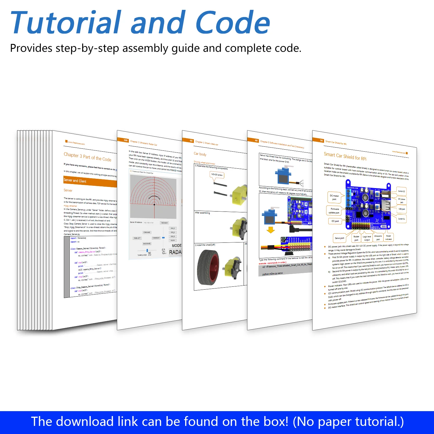 Freenove Three-Wheeled Smart Car Kit for Raspberry Pi 5 4 B 3 B+ B A+, Video Mode, Radar Mode, App Control, Ultrasonic Distance Sensor, Camera, Servo - Image 5
