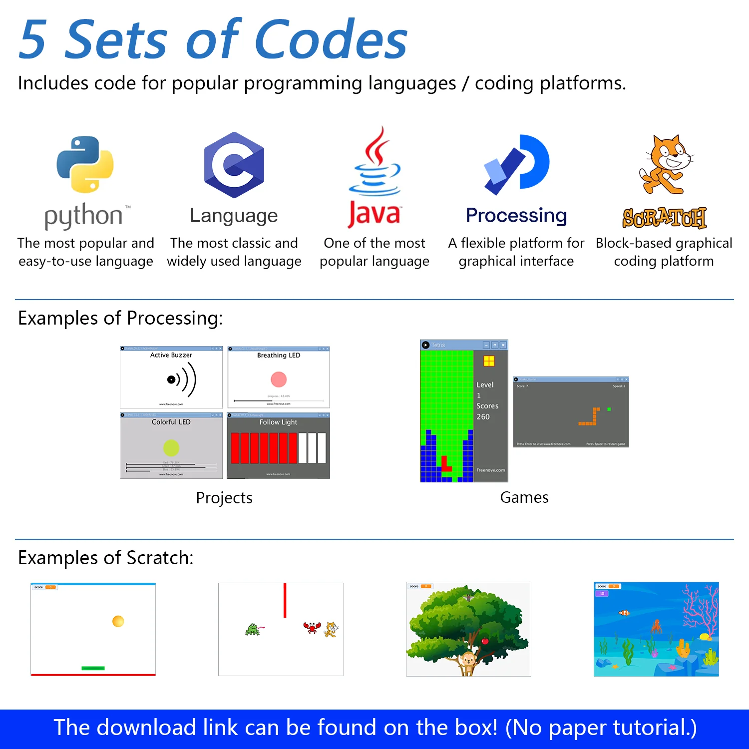 Freenove Basic Starter Kit for Raspberry Pi 5 4 B 3 B+ 400 Zero 2 W, 383-Page Detailed Tutorial, Python C Java Scratch Processing Code, 146 Items, 48 Projects - Image 4