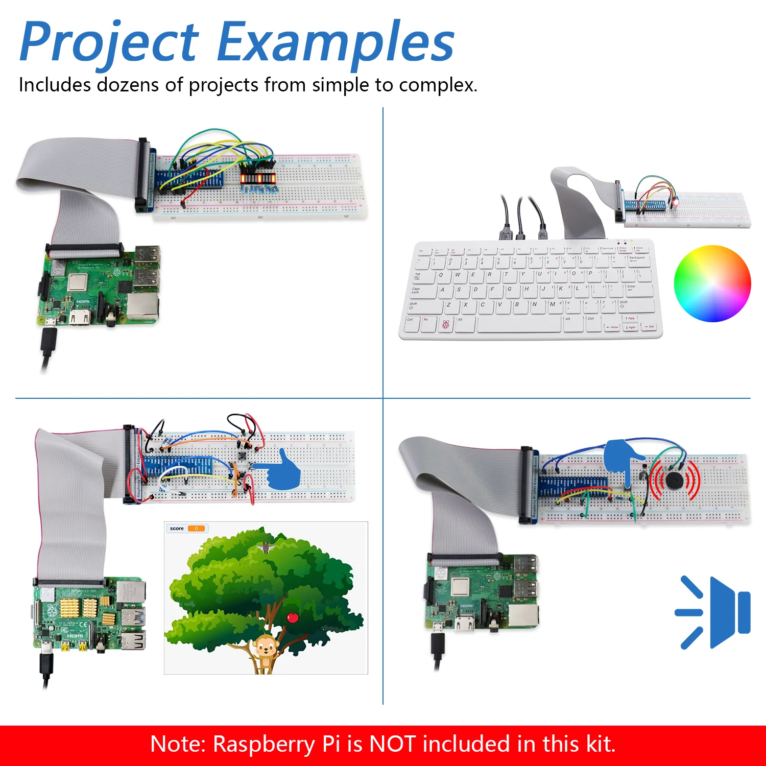 Freenove Basic Starter Kit for Raspberry Pi 5 4 B 3 B+ 400 Zero 2 W, 383-Page Detailed Tutorial, Python C Java Scratch Processing Code, 146 Items, 48 Projects - Image 5