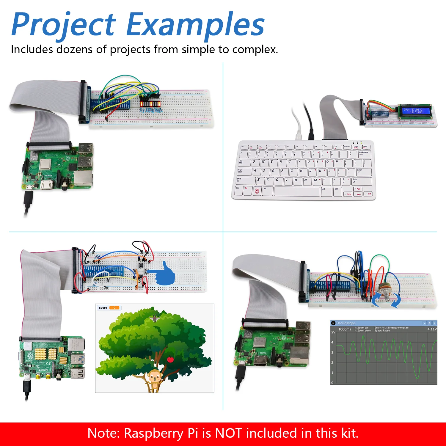 Freenove LCD 1602 Starter Kit for Raspberry Pi 5 4 B 3 B+ 400 Zero 2 W, 535-Page Detailed Tutorial, Python C Java Scratch Processing Code, 151 Items, 69 Projects - Image 5