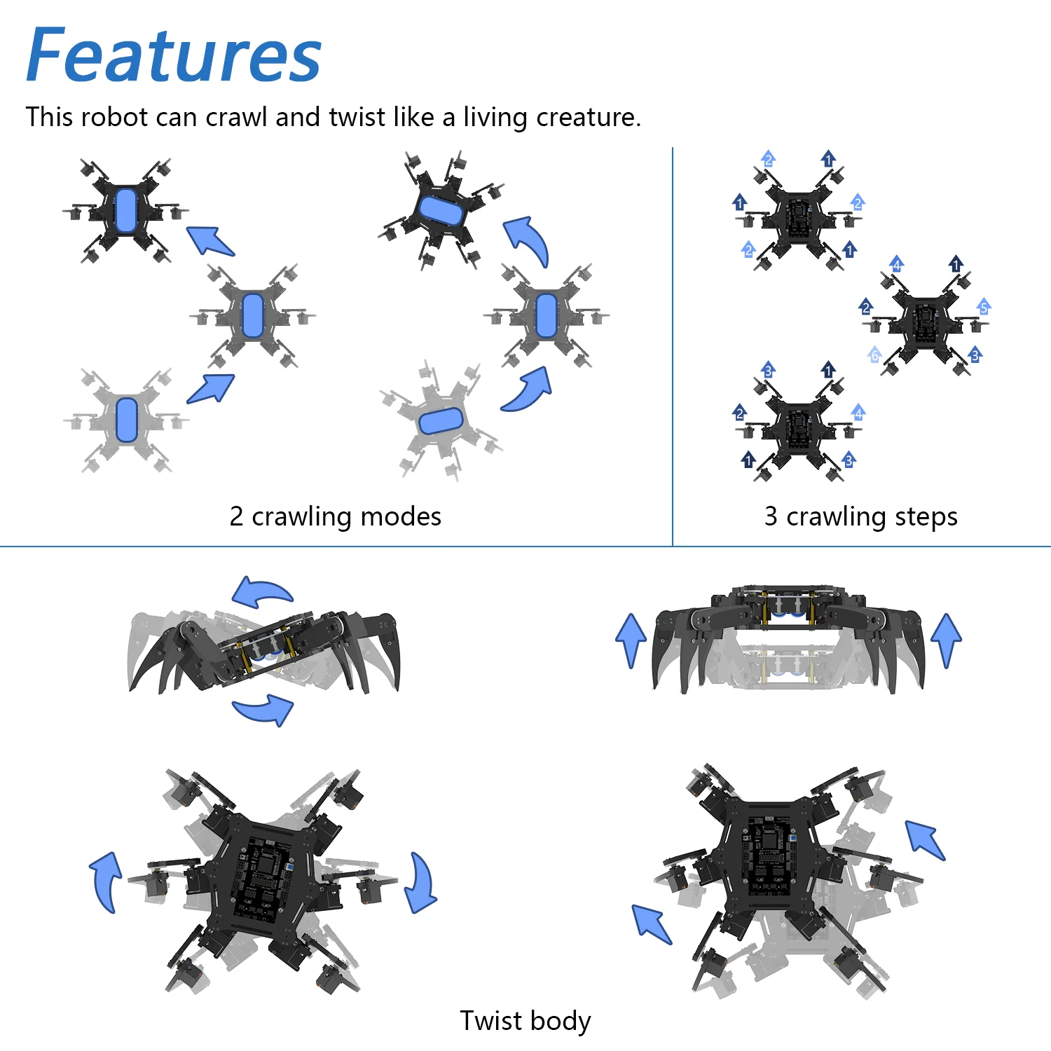 Freenove Hexapod Robot Kit (Compatible with Arduino IDE), Walking Crawling Twisting, App Remote Control, Servo STEM Project - Image 3