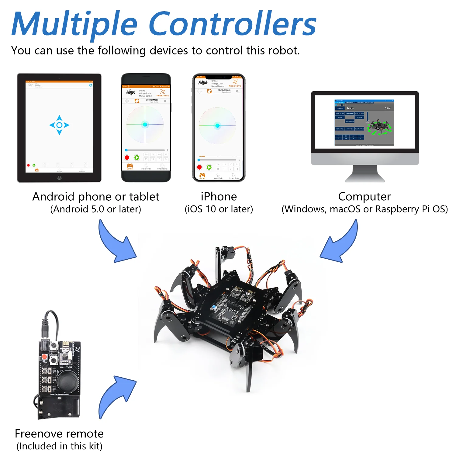 Freenove Hexapod Robot Kit (Compatible with Arduino IDE), Walking Crawling Twisting, App Remote Control, Servo STEM Project - Image 4