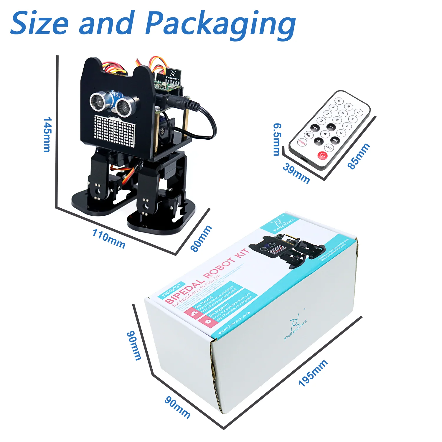 Freenove Bipedal Robot Kit for Raspberry Pi Pico W H WH, LED Matrix Expressions, Obstacle Avoidance, Colorful Lights, Buzzer, Speaker, App - Image 7