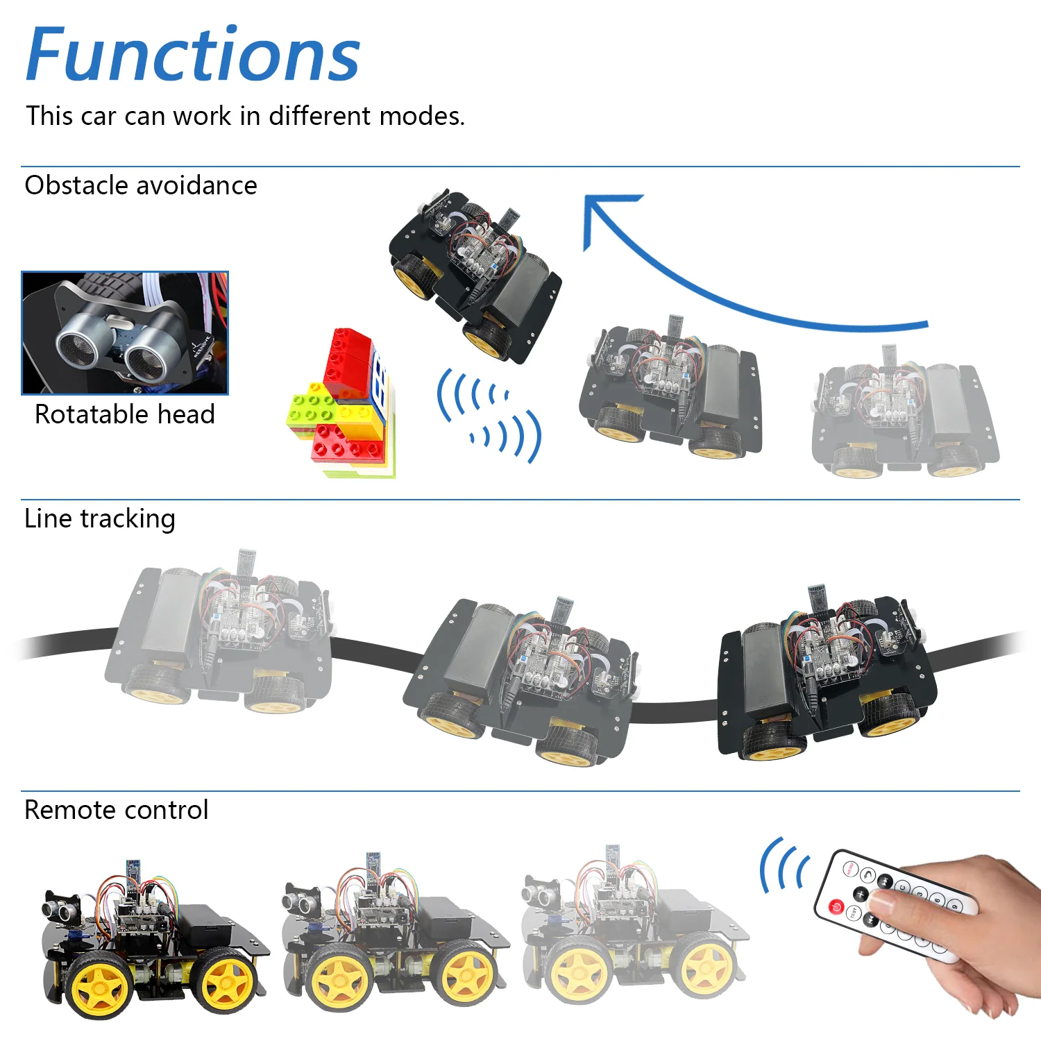 Freenove 4WD Car Kit (Compatible with Arduino IDE), Line Tracking, Obstacle Avoidance, Wireless Control App, Ultrasonic Sensor Motor Servo - Image 3