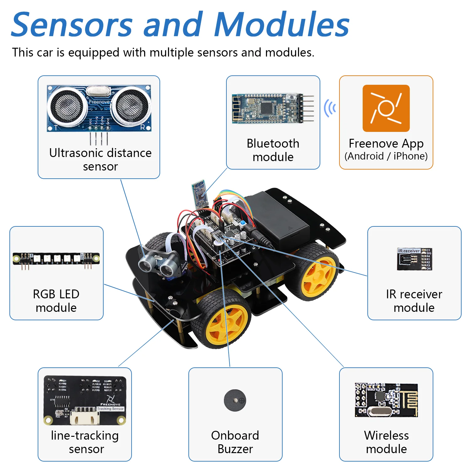 Freenove 4WD Car Kit (Compatible with Arduino IDE), Line Tracking, Obstacle Avoidance, Wireless Control App, Ultrasonic Sensor Motor Servo - Image 4
