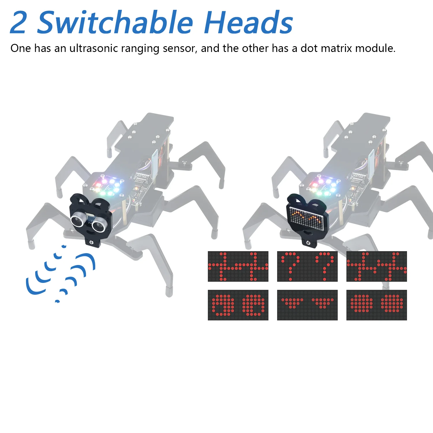 Freenove Robot Ant Kit (Compatible with Arduino IDE), Dot Matrix Expressions, Obstacle Avoidance, Wireless Control App, Ultrasonic Sensor Servo - Image 4