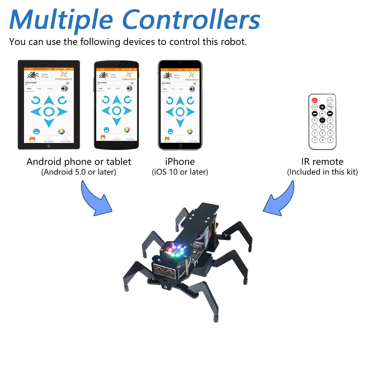 Freenove Robot Ant Kit (Compatible with Arduino IDE), Dot Matrix Expressions, Obstacle Avoidance, Wireless Control App, Ultrasonic Sensor Servo - Image 5