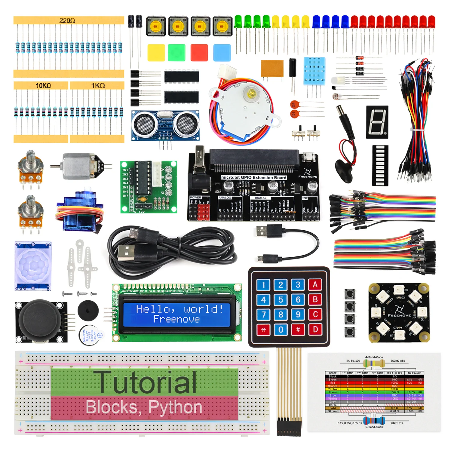 Freenove Ultimate Starter Kit for BBC micro:bit V2, 316-Page Detailed Tutorial, 225 Items, 44 Projects, Blocks and Python Code - Image 8