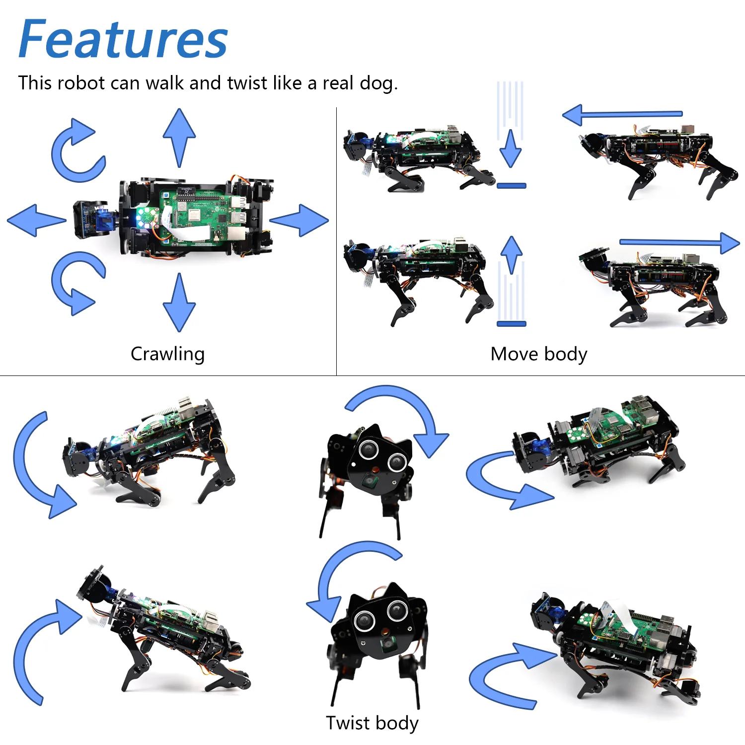 Freenove Robot Dog Kit for Raspberry Pi 5 4 B 3 B+ Zero 2 W, Walking, Self Balancing, Face Recognition, Ball Tracing, Ultrasonic Ranging, App Control, Camera, Servo - Image 3