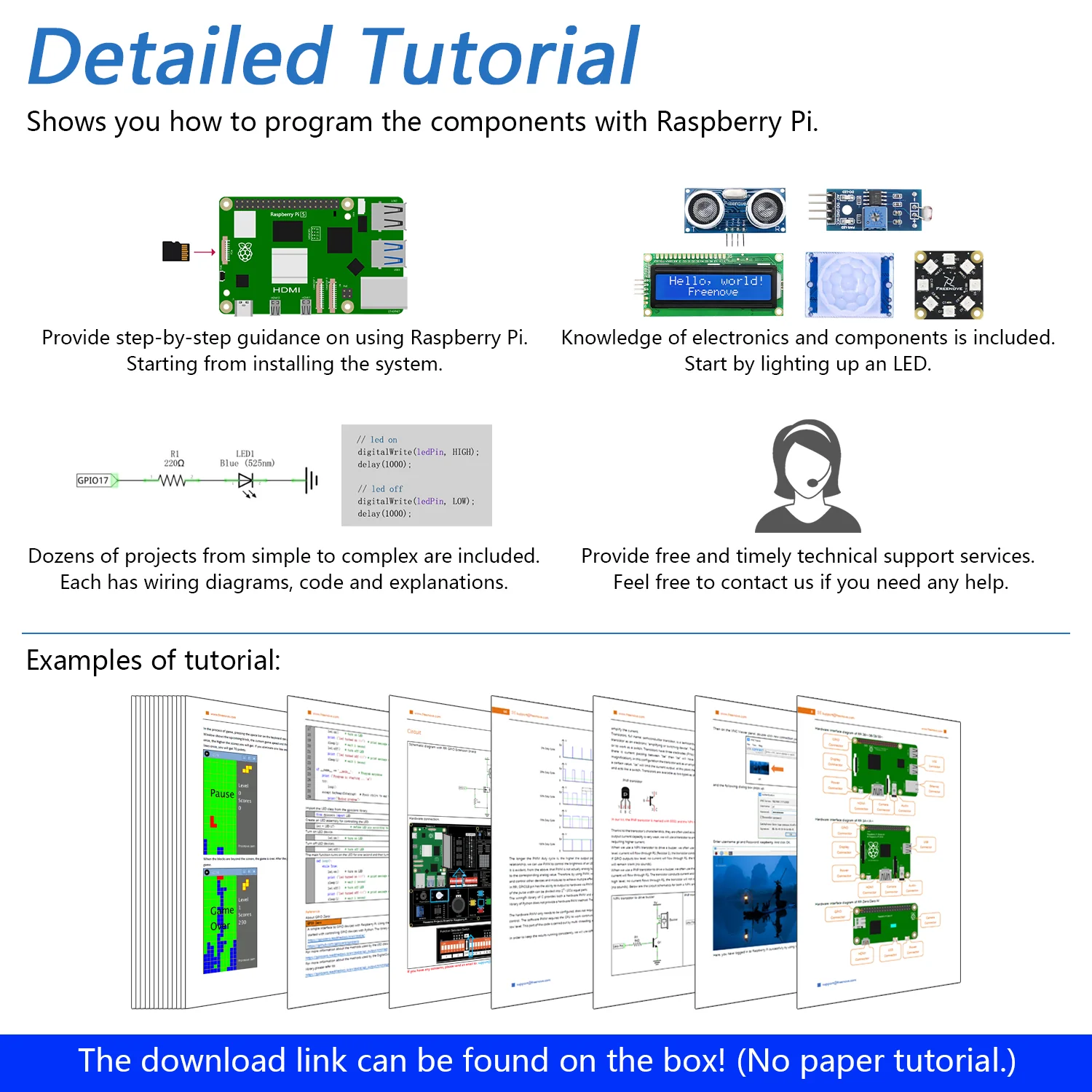 Freenove Projects Kit for Raspberry Pi 5 4 B 3 B+ 400 Zero 2 W, Simple Wiring, 860-Page Detailed Tutorial, Python C Java Scratch Processing Code, 132 Projects - Image 4