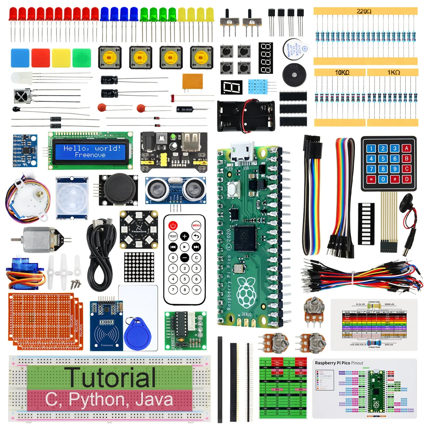 Freenove Ultimate Starter Kit for Raspberry Pi Pico 1 2 W H WH, 767-Page Detailed Tutorial, 220 Items, 119 Projects, Python C Java Code - Image 10