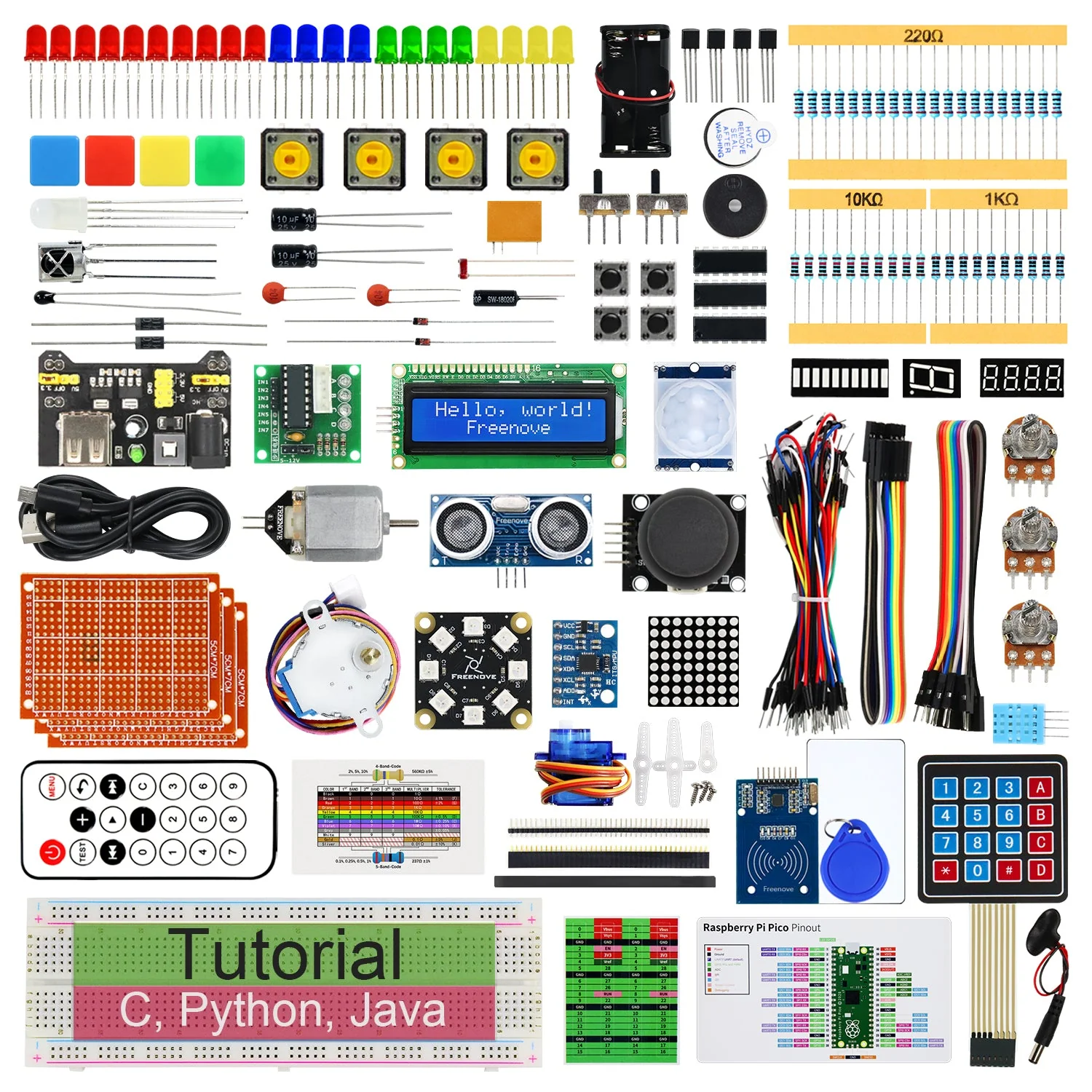 Freenove Ultimate Starter Kit for Raspberry Pi Pico 1 2 W H WH, 767-Page Detailed Tutorial, 220 Items, 119 Projects, Python C Java Code - Image 11