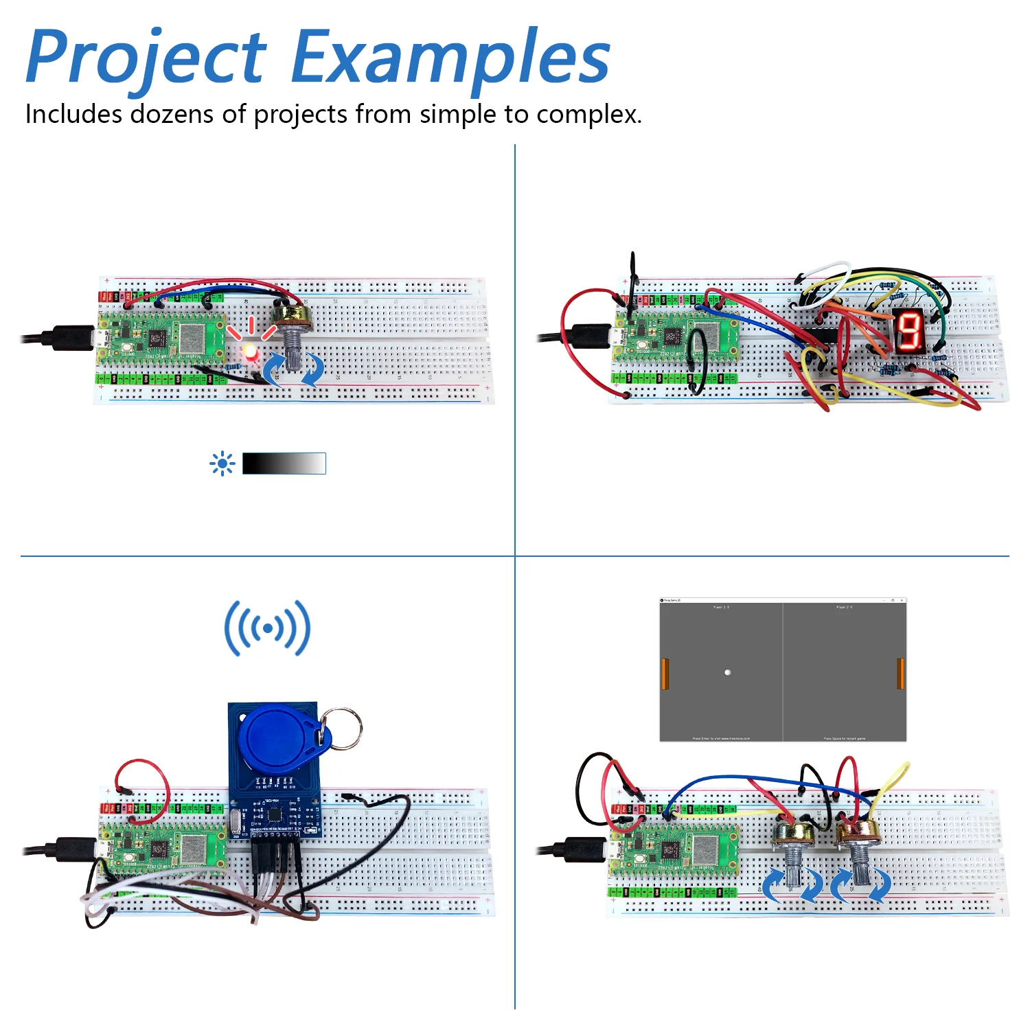 Freenove Ultimate Starter Kit for Raspberry Pi Pico 1 2 W H WH, 767-Page Detailed Tutorial, 220 Items, 119 Projects, Python C Java Code - Image 4