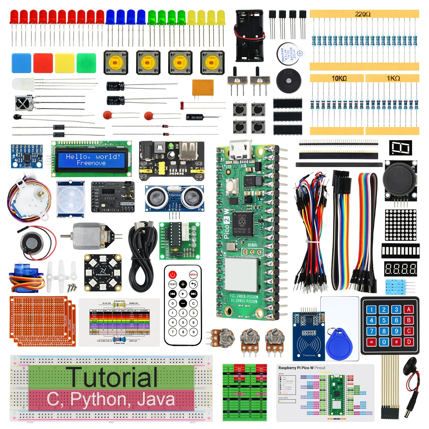 Freenove Ultimate Starter Kit for Raspberry Pi Pico 1 2 W H WH, 767-Page Detailed Tutorial, 220 Items, 119 Projects, Python C Java Code - Image 8