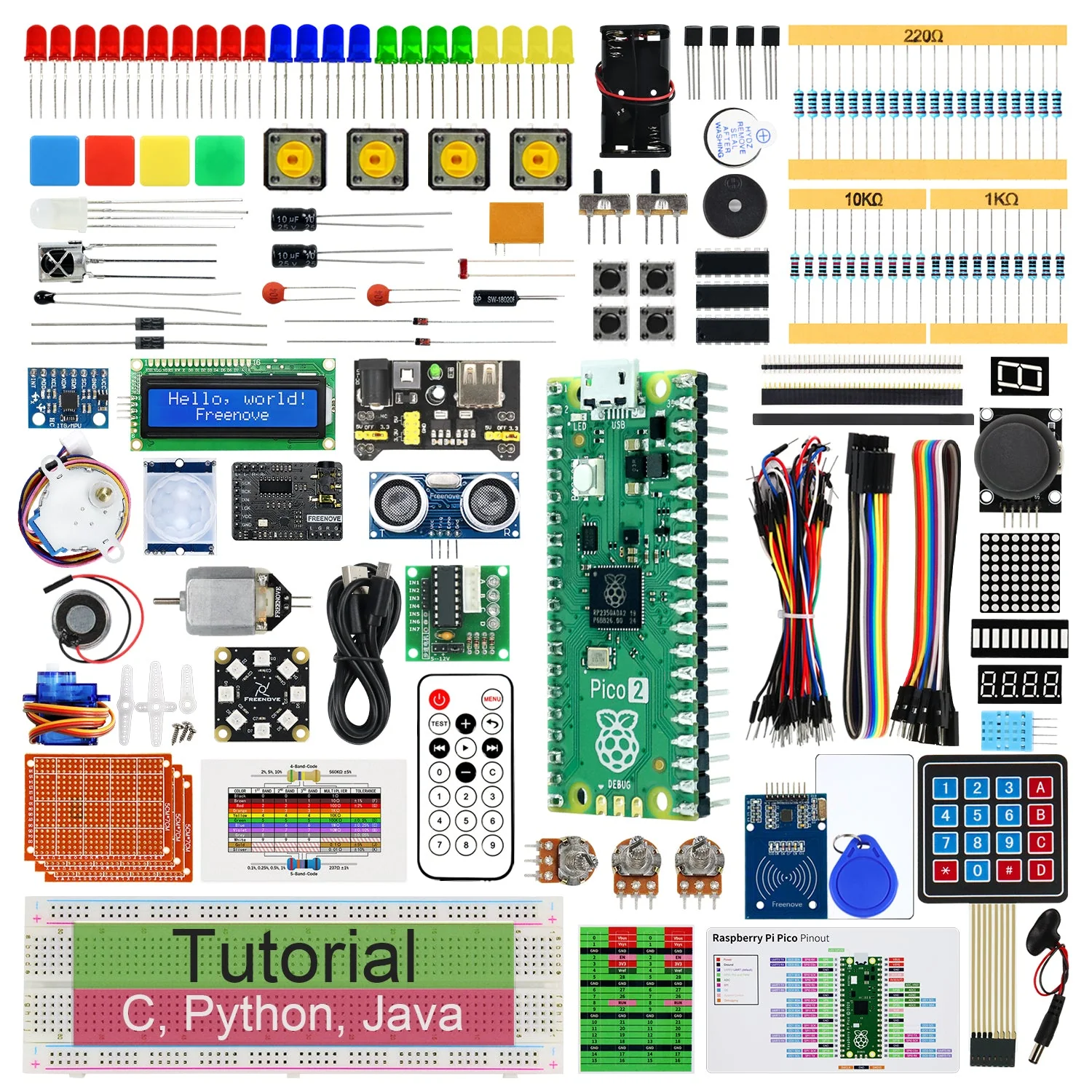Freenove Ultimate Starter Kit for Raspberry Pi Pico 1 2 W H WH, 767-Page Detailed Tutorial, 220 Items, 119 Projects, Python C Java Code - Image 9