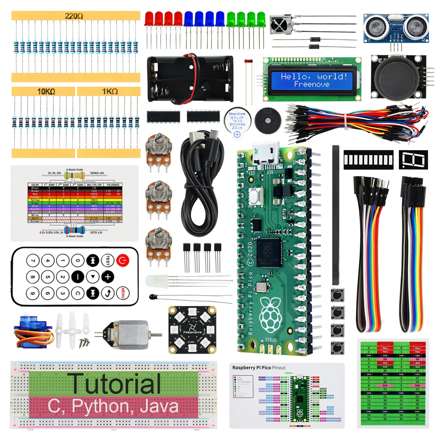 Freenove Super Starter Kit for Raspberry Pi Pico 1 2 W H WH, 588-Page Detailed Tutorial, 175 Items, 94 Projects, Python C Java Code - Image 10