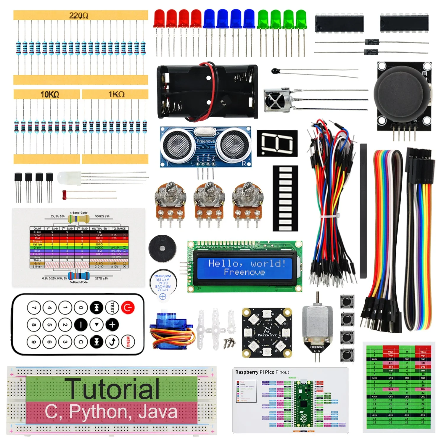 Freenove Super Starter Kit for Raspberry Pi Pico 1 2 W H WH, 588-Page Detailed Tutorial, 175 Items, 94 Projects, Python C Java Code - Image 11