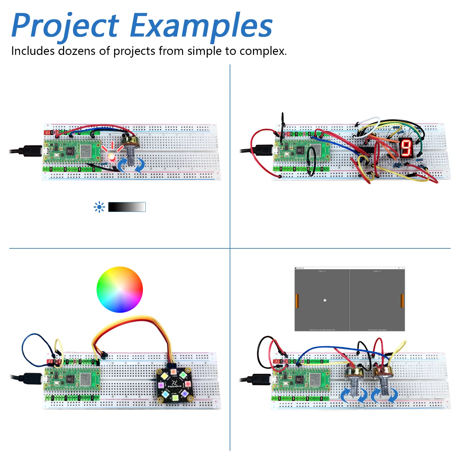 Freenove Super Starter Kit for Raspberry Pi Pico 1 2 W H WH, 588-Page Detailed Tutorial, 175 Items, 94 Projects, Python C Java Code - Image 4