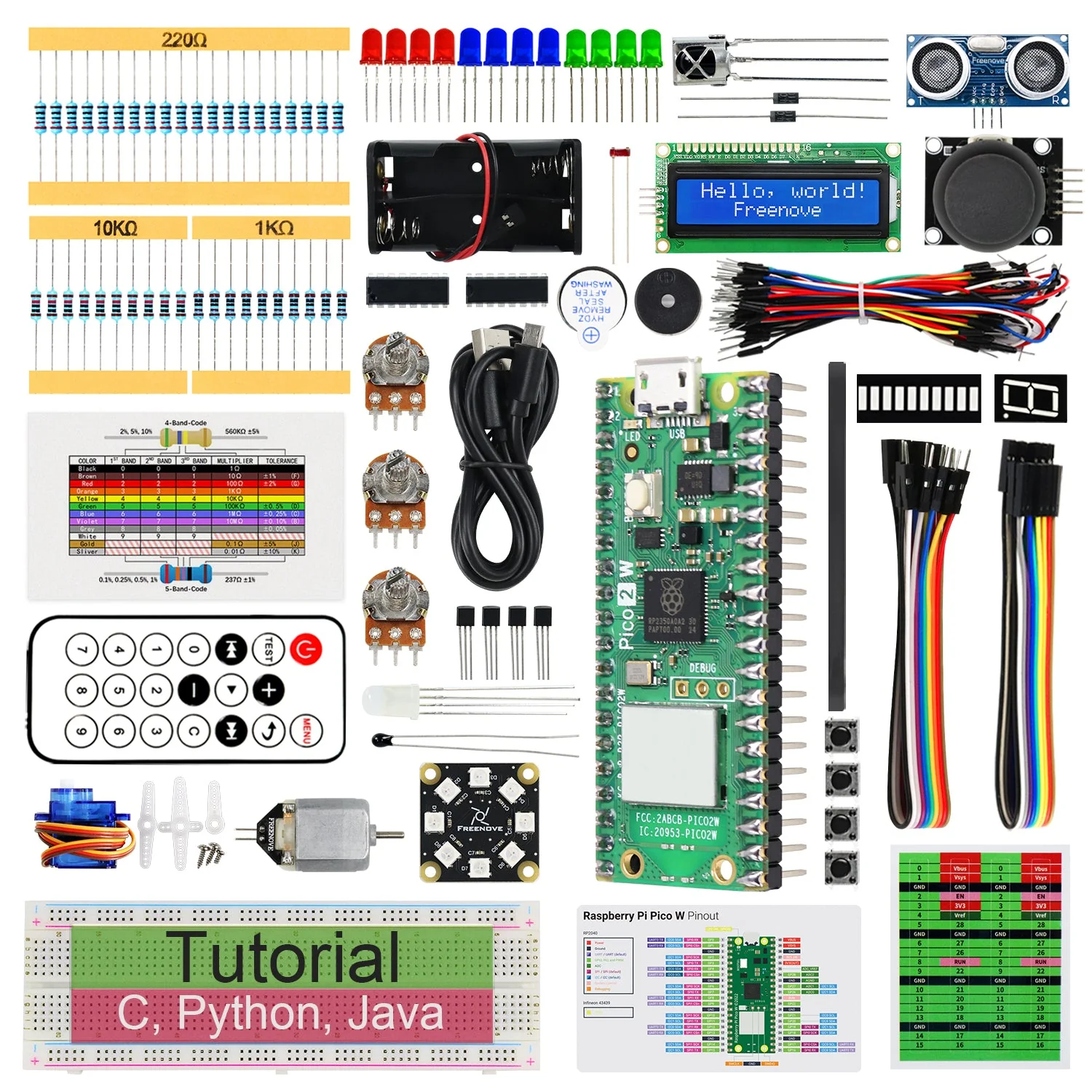 Freenove Super Starter Kit for Raspberry Pi Pico 1 2 W H WH, 588-Page Detailed Tutorial, 175 Items, 94 Projects, Python C Java Code - Image 8