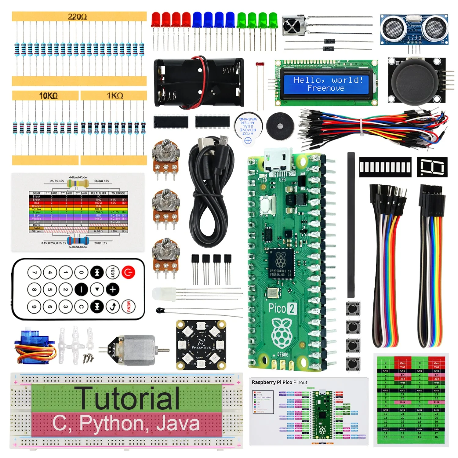 Freenove Super Starter Kit for Raspberry Pi Pico 1 2 W H WH, 588-Page Detailed Tutorial, 175 Items, 94 Projects, Python C Java Code - Image 9
