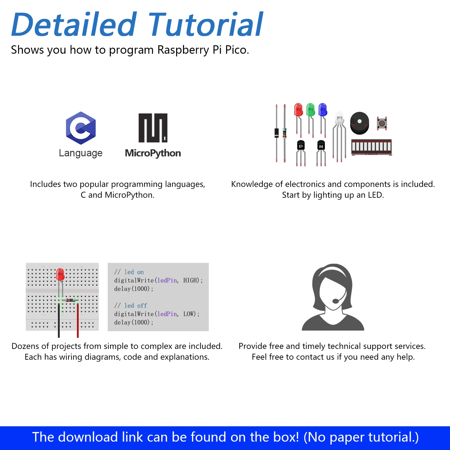 Freenove Basic Starter Kit for Raspberry Pi Pico 1 2 W H WH, 386-Page Detailed Tutorial, 142 Items, 55 Projects, Python C Code - Image 5