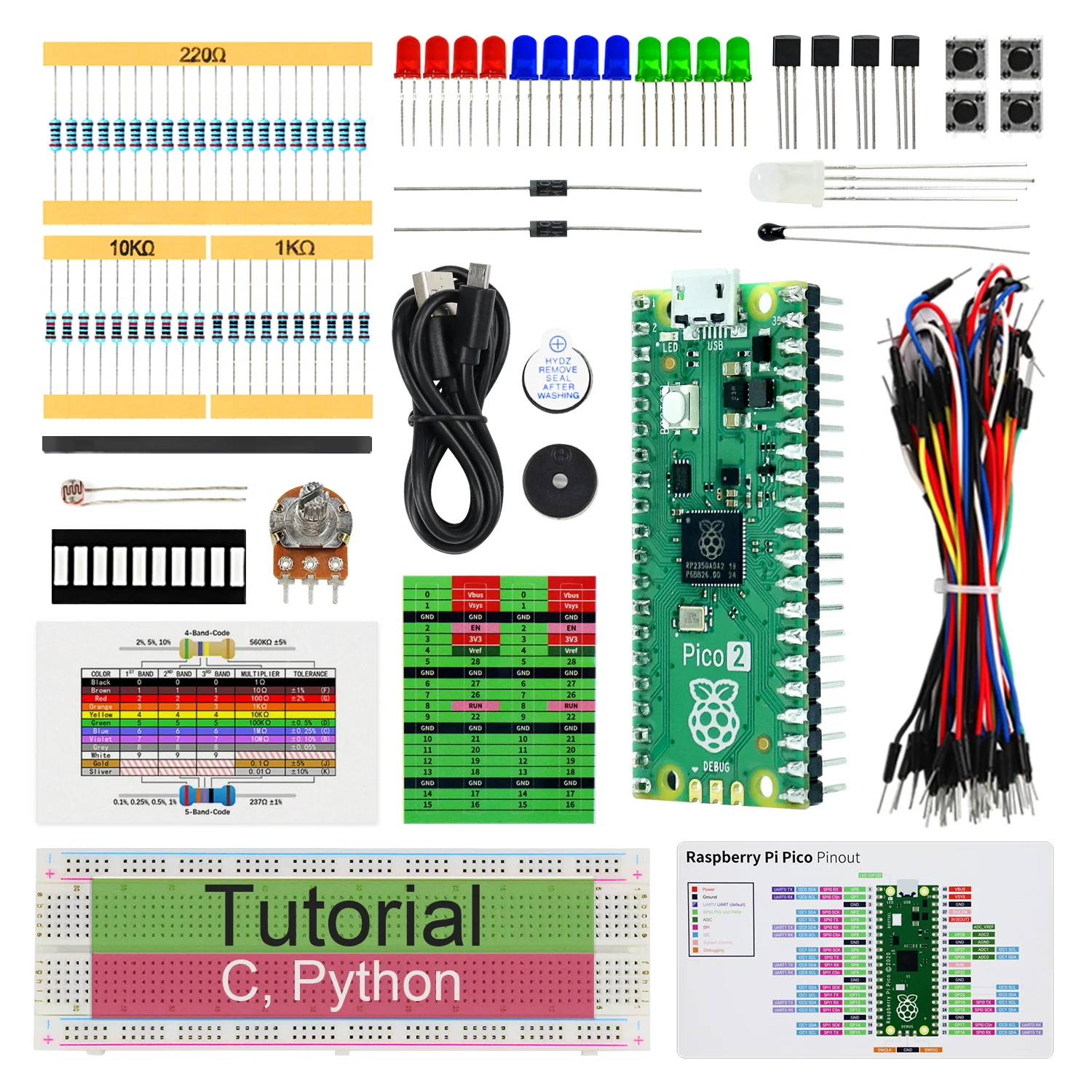 Freenove Basic Starter Kit for Raspberry Pi Pico 1 2 W H WH, 386-Page Detailed Tutorial, 142 Items, 55 Projects, Python C Code - Image 9