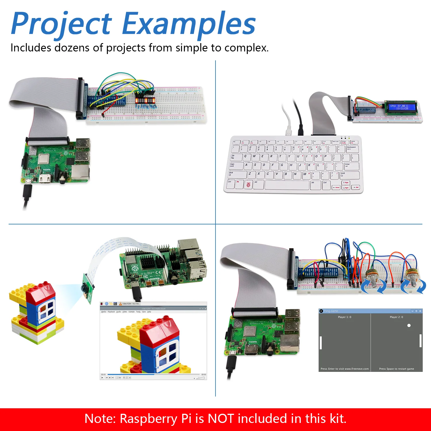 Freenove Complete Starter Kit for Raspberry Pi 5 4 B 3 B+ 500 Zero 2 W, 1170-Page Tutorial, Python C Java Scratch Processing Code, 386 Items, 164 Projects, Camera Speaker - Image 5