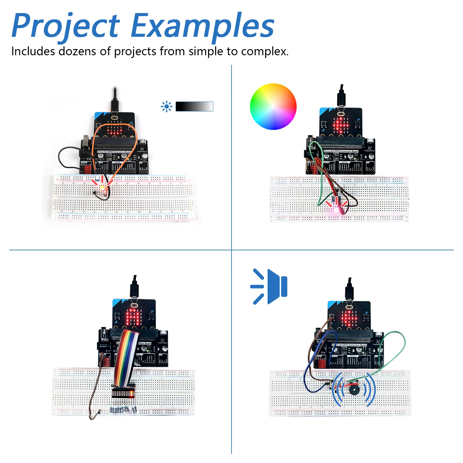 Freenove Basic Starter Kit for BBC micro:bit V2, 179-Page Detailed Tutorial, 162 Items, 27 Projects, Blocks and Python Code - Image 4