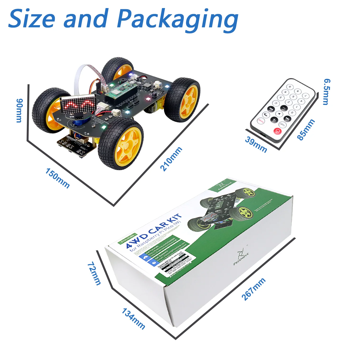 Freenove 4WD Car Kit for Raspberry Pi Pico W H WH, Dot Matrix Expressions, Obstacle Avoidance, Line Tracking, Light Tracing, Colorful Light, App - Image 7