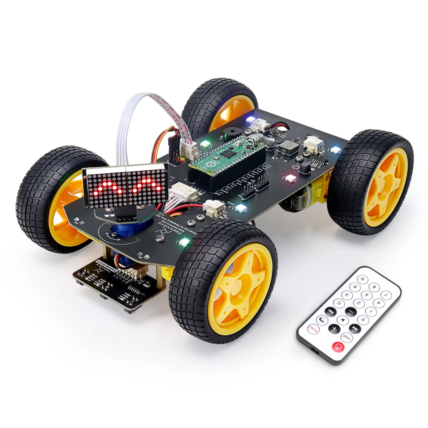 Freenove 4WD Car Kit for Raspberry Pi Pico W H WH, Dot Matrix Expressions, Obstacle Avoidance, Line Tracking, Light Tracing, Colorful Light, App - Image 8