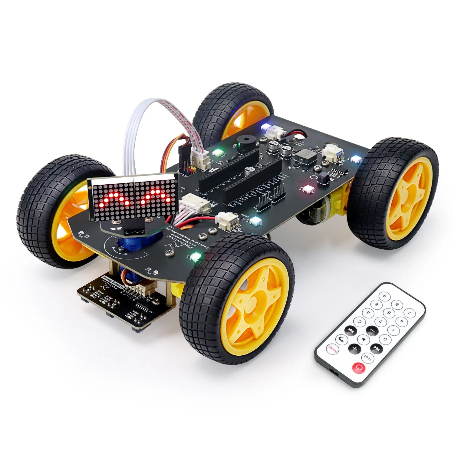 Freenove 4WD Car Kit for Raspberry Pi Pico W H WH, Dot Matrix Expressions, Obstacle Avoidance, Line Tracking, Light Tracing, Colorful Light, App - Image 9
