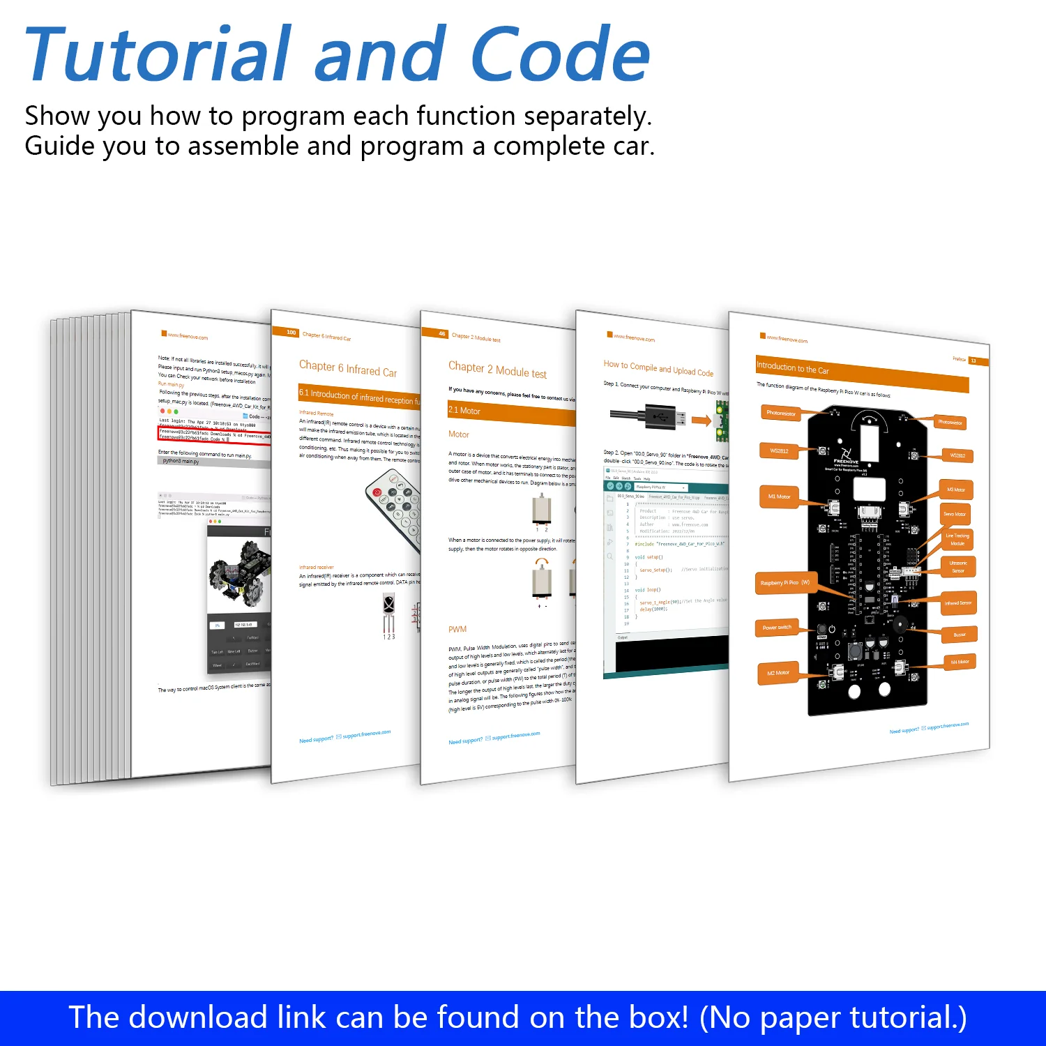 Freenove Mecanum Wheel Car Kit for Raspberry Pi Pico W H WH, Dot Matrix Expressions, Obstacle Avoidance, Line Tracking, Light Tracing, Colorful Light, App - Image 7