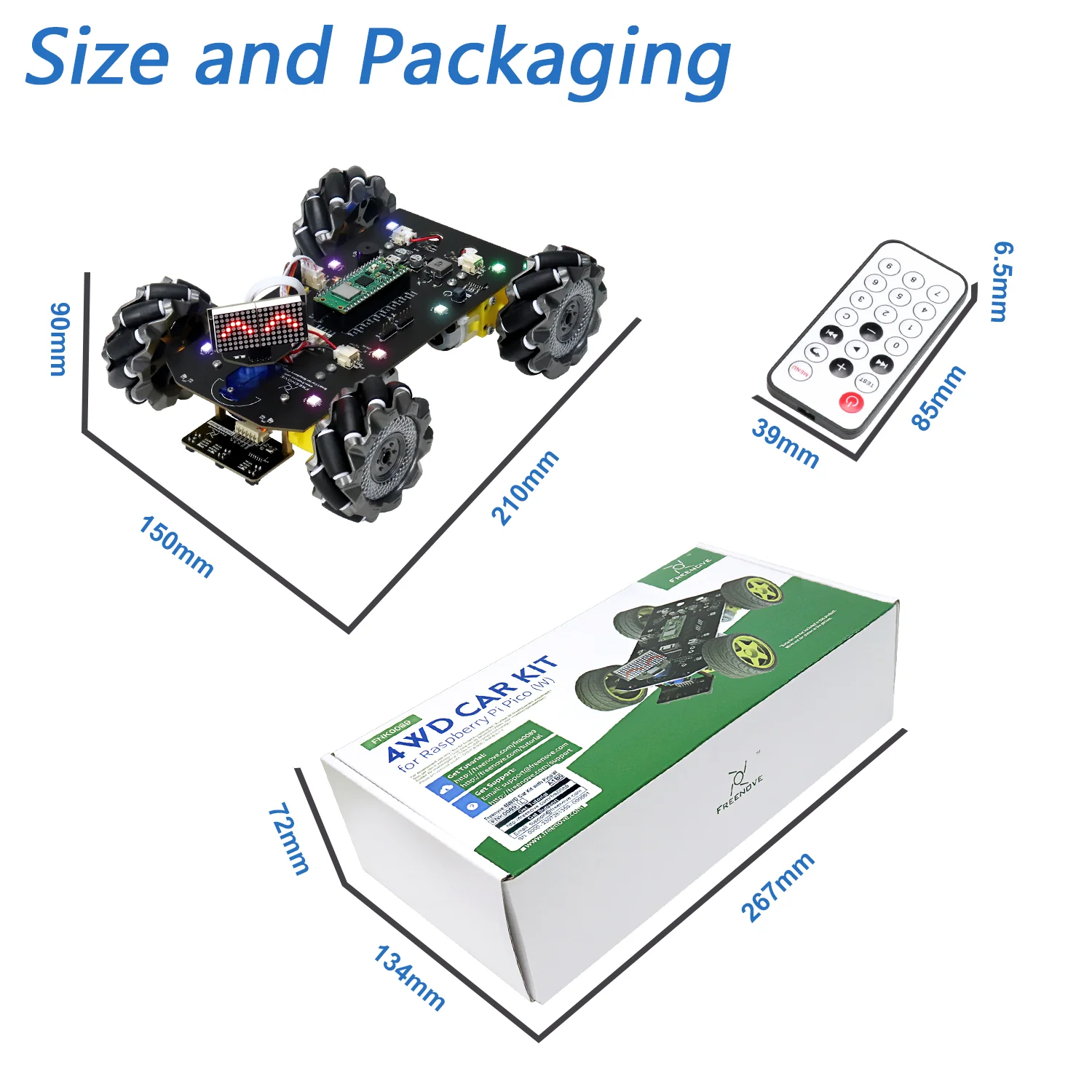 Freenove Mecanum Wheel Car Kit for Raspberry Pi Pico W H WH, Dot Matrix Expressions, Obstacle Avoidance, Line Tracking, Light Tracing, Colorful Light, App - Image 8