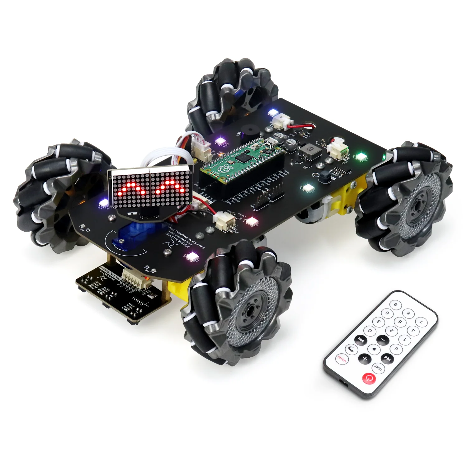 Freenove Mecanum Wheel Car Kit for Raspberry Pi Pico W H WH, Dot Matrix Expressions, Obstacle Avoidance, Line Tracking, Light Tracing, Colorful Light, App - Image 9