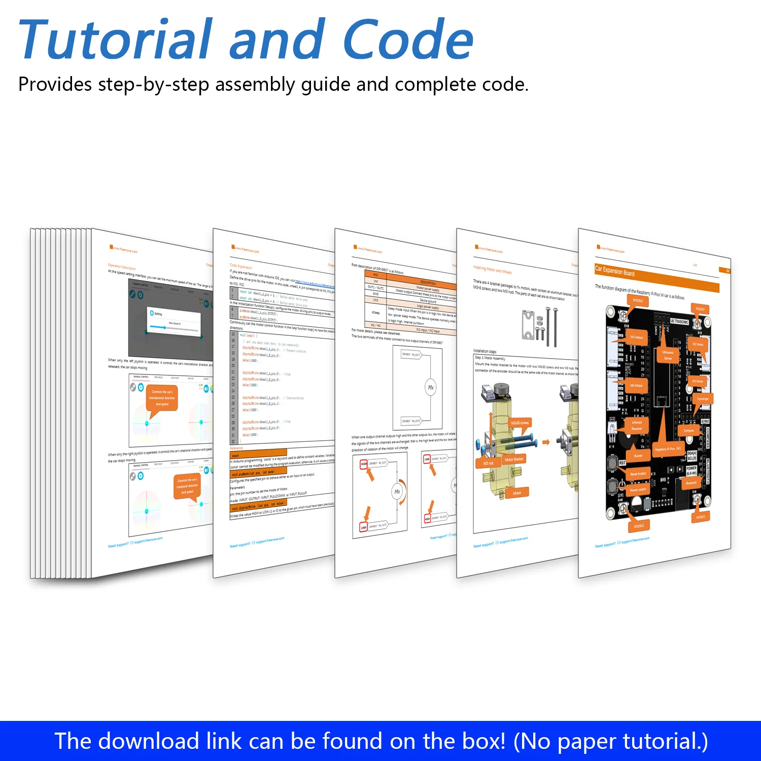 Freenove Omni Wheel Car Kit for Raspberry Pi Pico 1 2 W H WH, 3-wheel and 4-wheel Forms, Accelerometer Module, Compass Module - Image 7