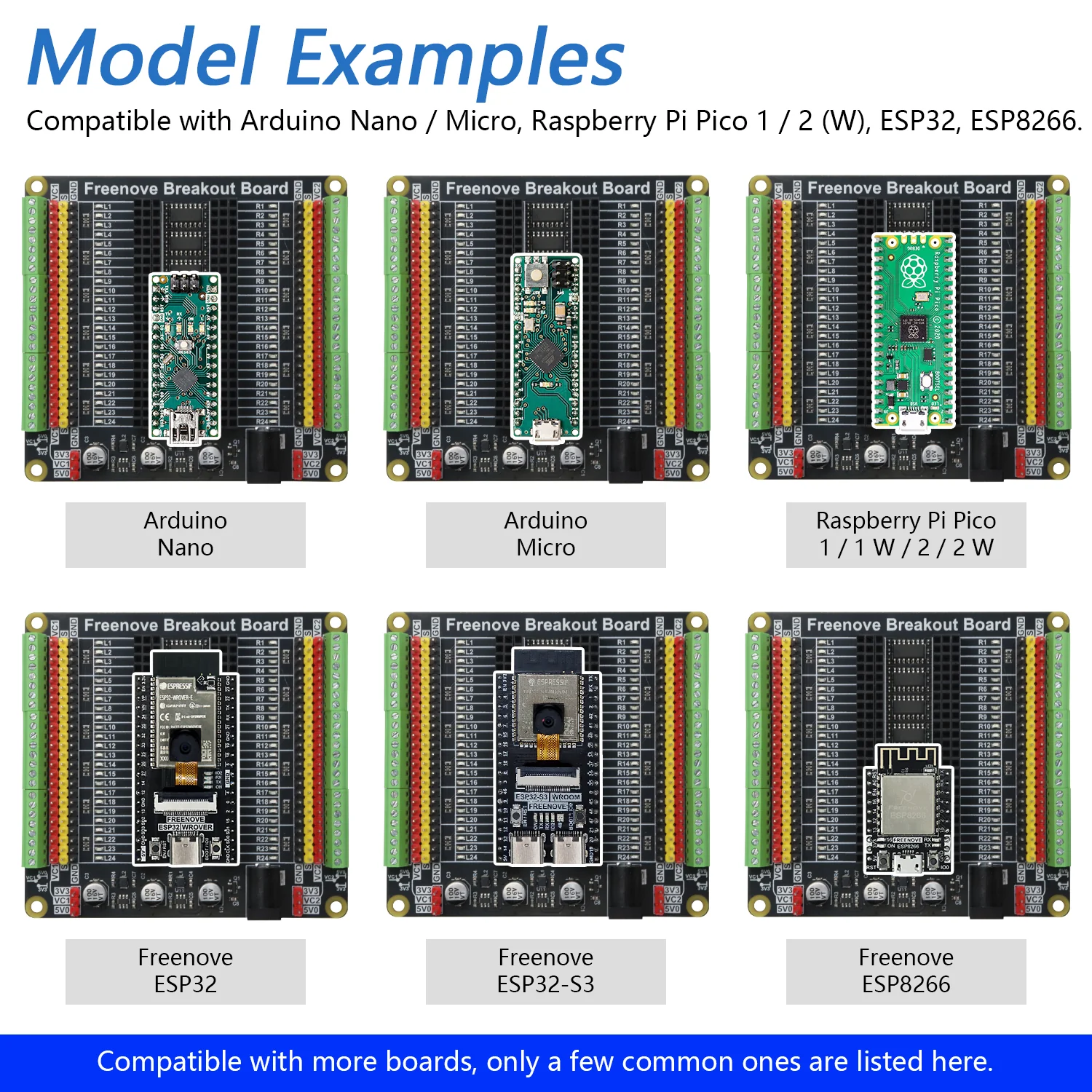 Freenove Breakout Board for Arduino Nano Micro Raspberry Pi Pico 1 2 W ESP32 ESP8266, Terminal Block Shield HAT with Pin Header, GPIO Status LED, 5 V 3.3 V - Image 3